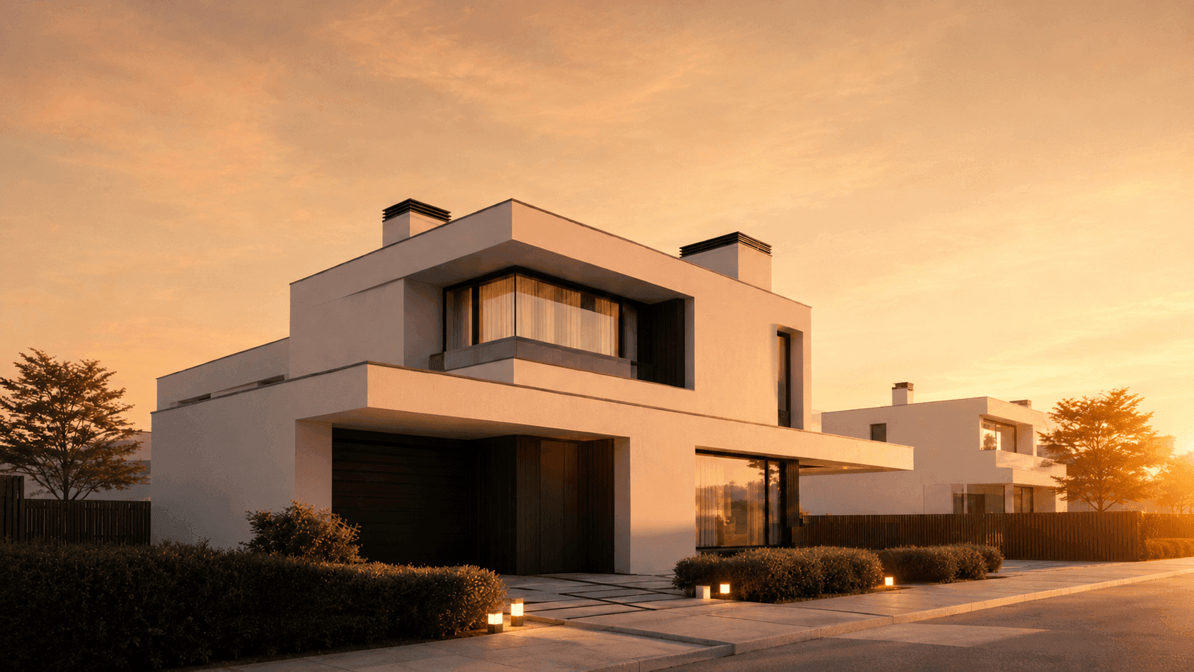 Luxury Villa Sunset Background